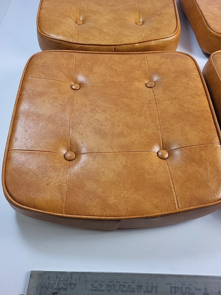 4 x Vintage Chromcraft Replacement Seats - Bronze Vinyl - C55 C255 16"x17" - Image 2 of 4