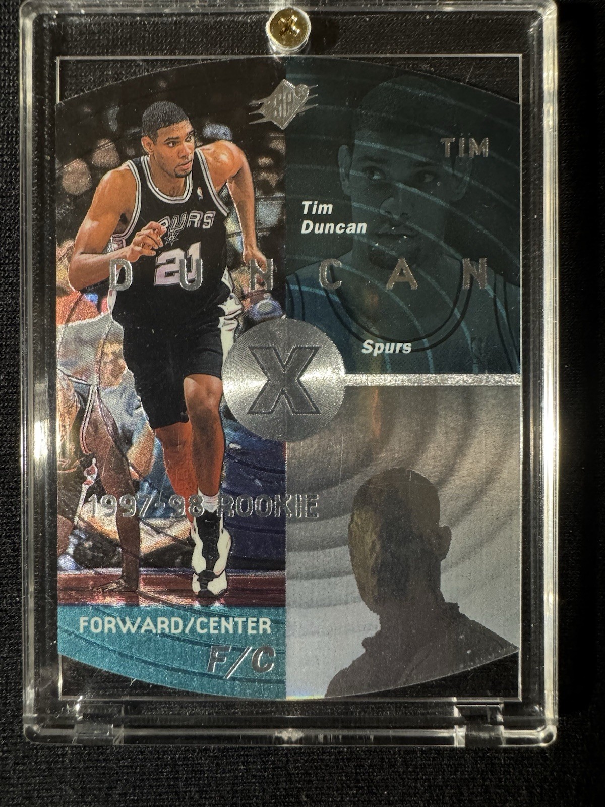 1997-98 Upper Deck SPx Tim Duncan RC #37 Die-Cut Silver Hologram HOF 🔥 MVP
