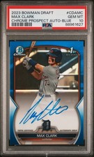 2023 Bowman Draft Max Clark 1st Chrome Prospect Blue Refractor Auto /150 PSA 10