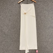 NEW Pretty Little Thing Womens Skirt Size 10 White Maxi Elastic Waist 6121