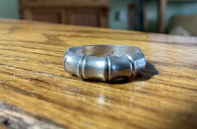 bone ring, size 9, .925 sterling silver, .132 troy ounces, lost wax cast