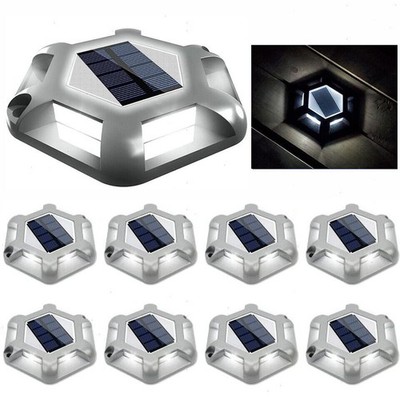 8PCS Solar Deck Dock Lights LED Driveway Lights Garden Landscape Path Light Grey