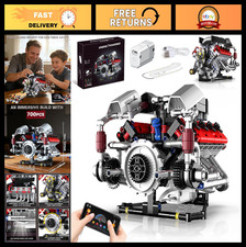 8-Cylinder V8 Engine Model Kit - STEM Building Blocks Set with LED  APP Control