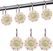 Decorative Shower Curtain Hooks 12Pcs Resin Daisy Flower Curtain Hooks Shower Cu