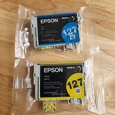 Genuine Epson 127 Blue  Yellow Printer Ink Cartridges New Open Box OEM