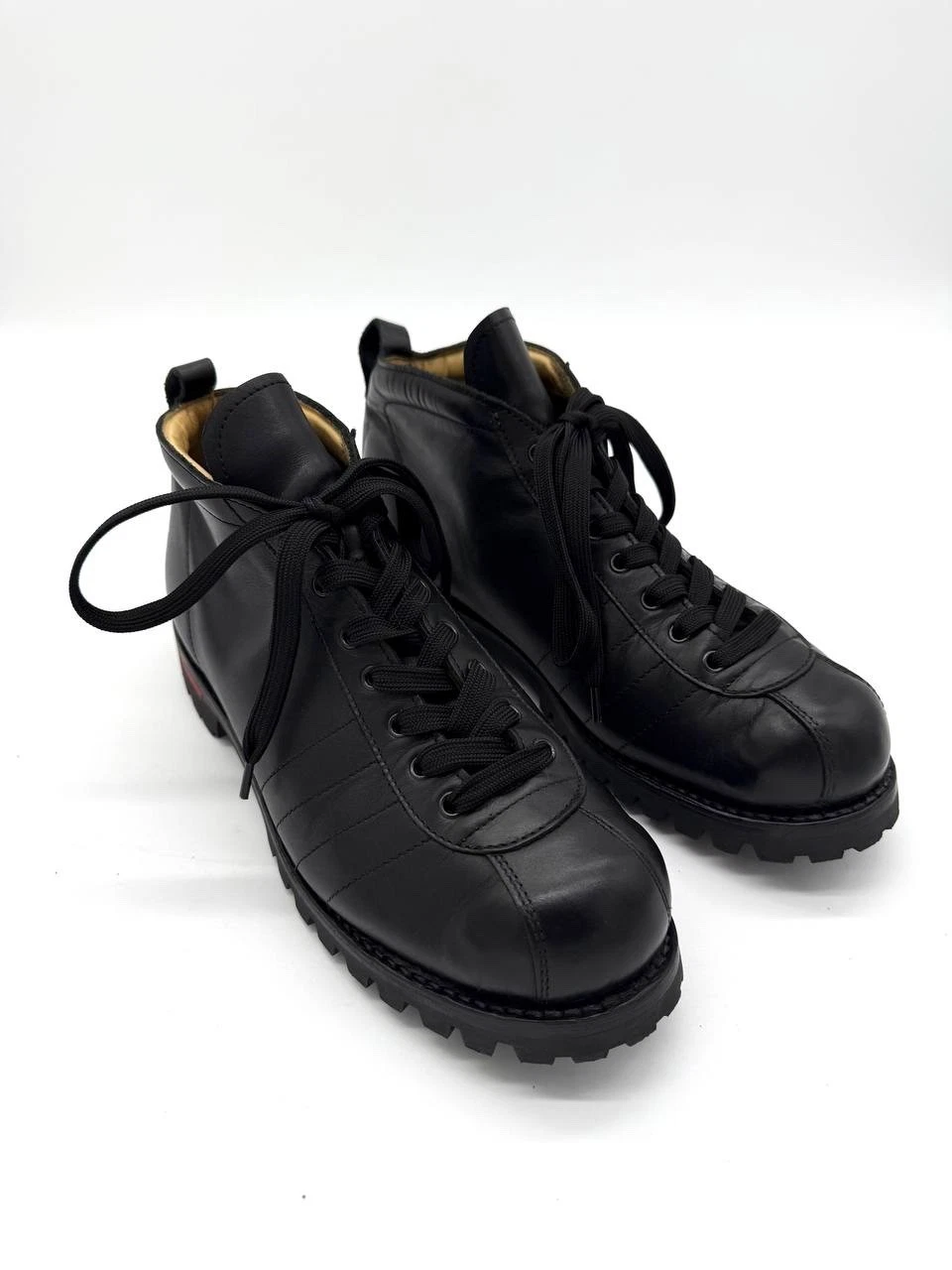 Schuh Bertl Munchen Handmade Black Leather Hiking Boots EU 44.5 US 10.5 Lace Up