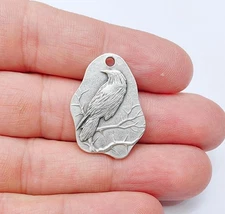 Raven Bird Charms, Animal Pendant, Branch Earring Charm 30x22mm G37098