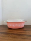 Pyrex Vintage Pink Daisy 043 Oval Casserole Dish with Lid