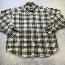 Vintage 90s Tommy Hilfiger Plaid Button Up Shirt XL Crest Logo Ivy Prep