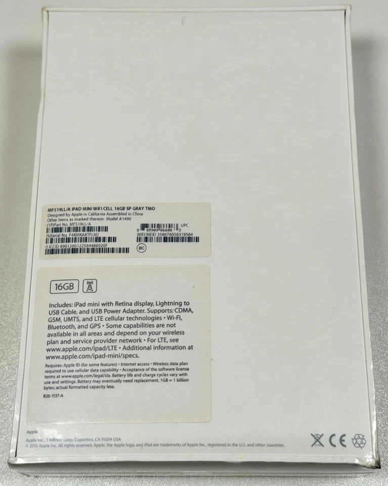Apple iPad mini 2 16GB Wi-Fi + Cellular Space Gray MF519LL/A A1490 iOS 7 Sealed - Image 3 of 4