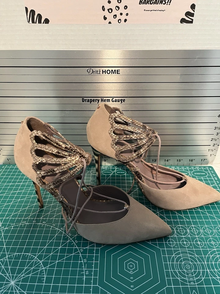 Ted Baker gamuza Stilletos beige tostado cebra/oro rosa cura talla 38/7,5 Foto 3 de 4