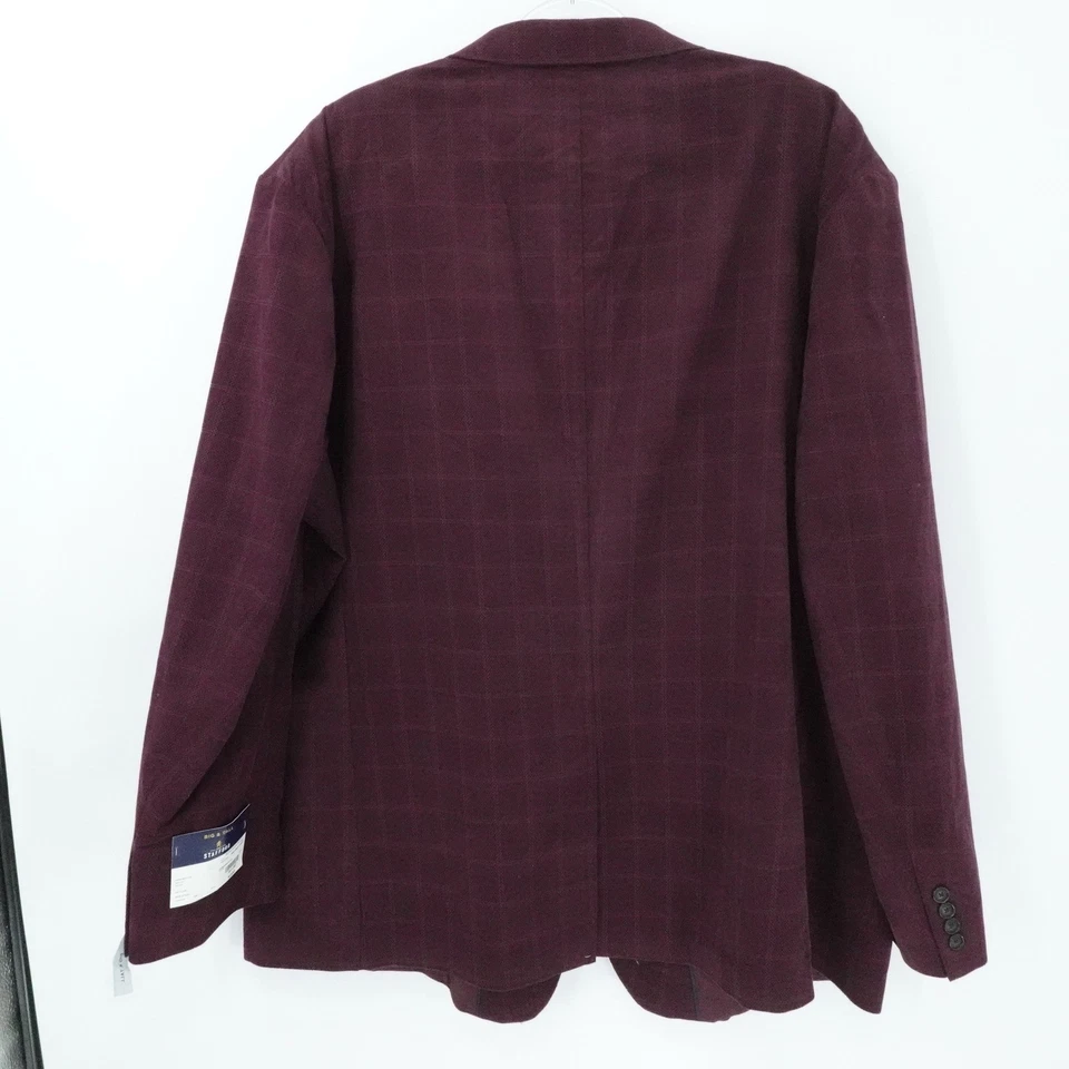 Abrigo Deportivo Stafford Para Hombre 56L Borgoña Cuadros Pana Grande y Alto Clásico Informal Foto 2 de 4
