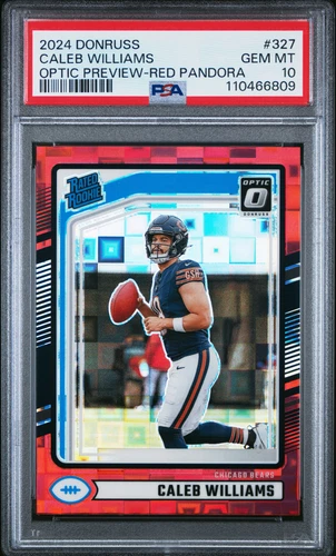 2024 Donruss Caleb Williams Rc Optic Preview Red Pandora 327 PSA 10 Gem Mint