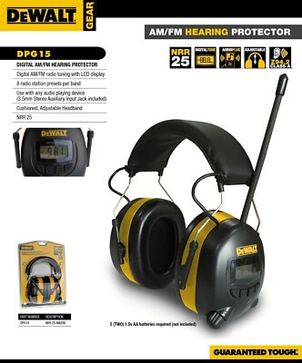 DeWalt DPG15 AM/FM Aux Connection Hearing Protector Electronic Ear