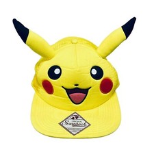 Pokemon PIKACHU Nintendo Yellow Snapback Trucker Hat Cap 3D Ears