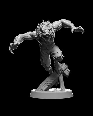 Warewolf DnD TTRPG Miniature 75 mm Resin D&D Hero Enemy NPC Creature Wolf RPG