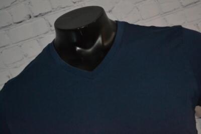 A 44344-a Mack Weldon Tennis T-Shirt V-Neck Blue Cotton Size Medium