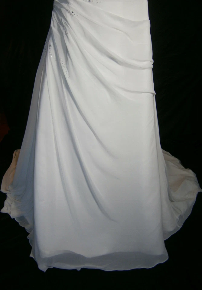 W1 White One Wedding Gown Bridal Dress 14 Ivory Satin A-Line Beading Corset - Image 4 of 4