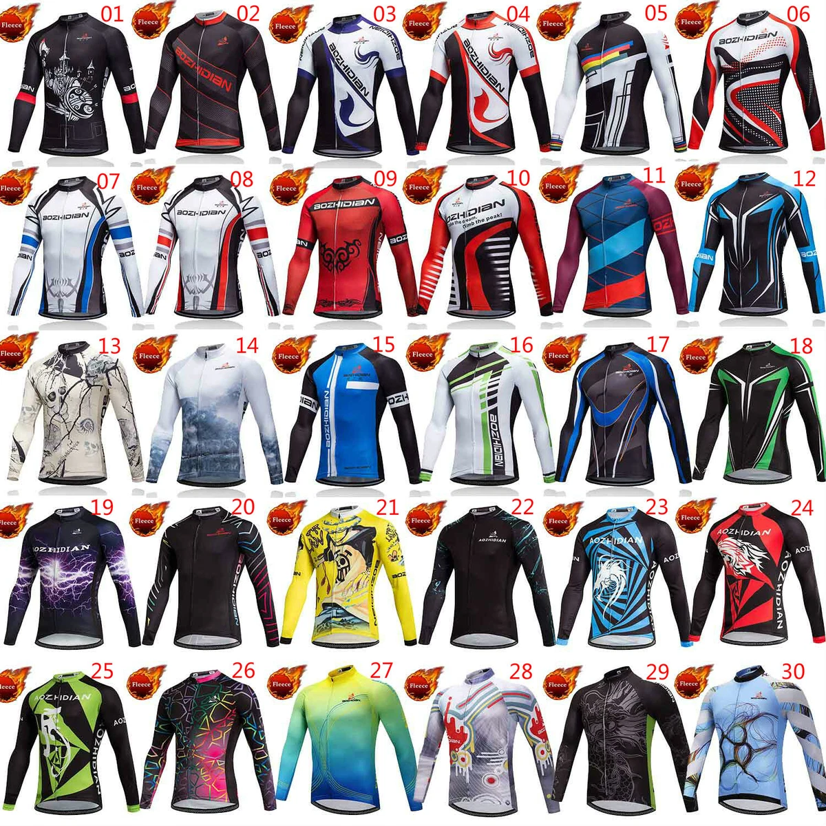 Winter Bike Jersey Mens Long Sleeve Bicycle Fleec - Cycling