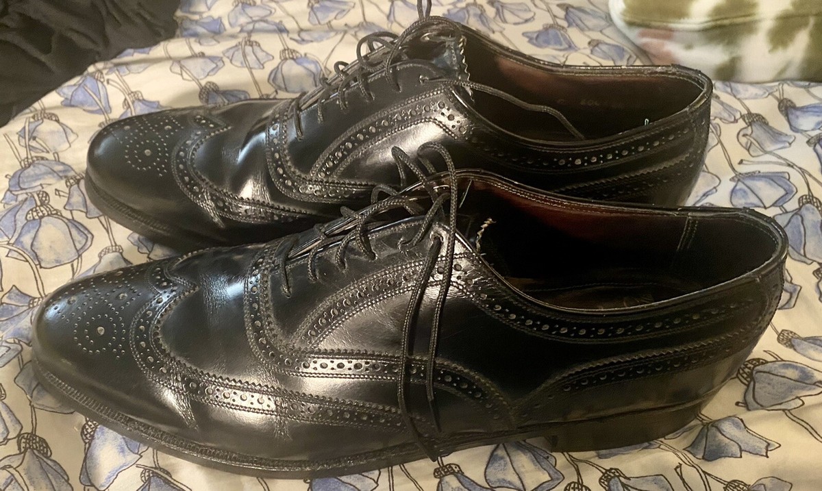 Vtg Florsheim Royal Imperial 96324 Wingtip Black Leather  display picture 1