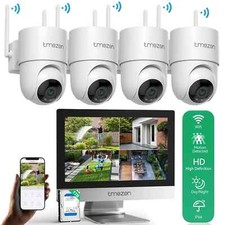 10CH NVR 12'' Monitor CCTV Wireless Security Camera System Outdoor WiFi PTZ 1TB