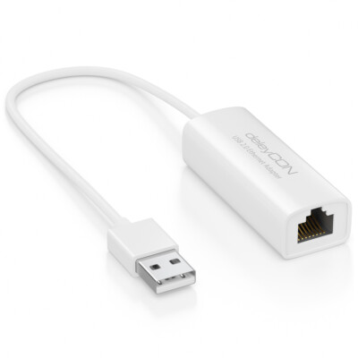 deleyCON USB LAN Adapter USB 2.0 Netzwerk Adapter Patchkabel DSL USB auf RJ45