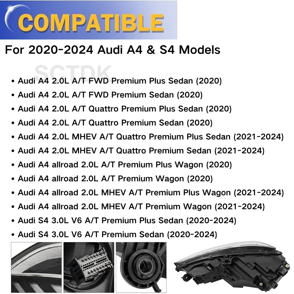 Right Headlamp Passenger Headlight LED 8W0941034F For 2020 2021-2023 AUDI A4 S4 - Изображение 3 из 4