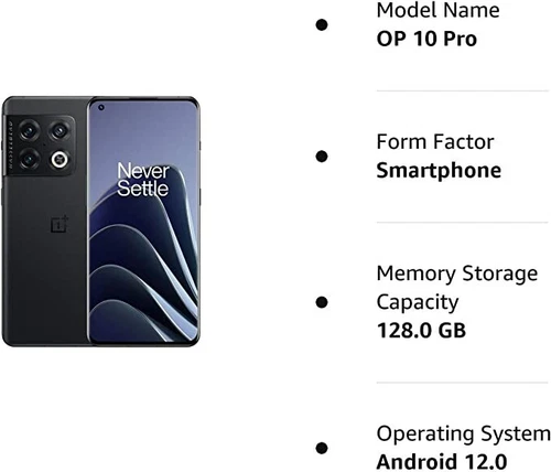 OnePlus 10 Pro 5G 128GB 8GB RAM Unlocked Volcanic Black Triple Camera Hasselblad - Afbeelding 3 van 4