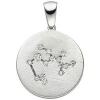 AnhäNger Sternzeichen SchüTze 15 Zirkonia 925 Silber Mattiert Rund Halsschmuck