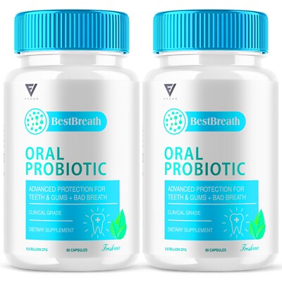 (2 Pack) Best Breath Probiotic Capsules for Breath Enhancement (120 Capsules)
