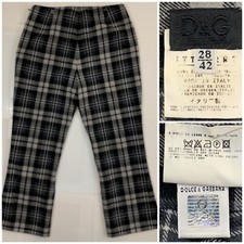 DOLCE & GABBANA Women Wool Blend Plaid Pants/ Trouser Size 28-42 Black Gray EUC