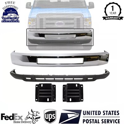 Front Bumper Chrome +Valance + Brackets For 2008-14 Ford E- Series Econoline Van