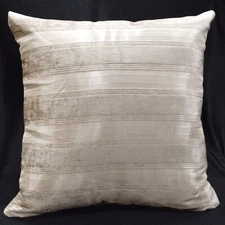 vb09a Light Taupe and Khaki Stripe Thick Cotton Blend Cushion Cover/Pillow Case