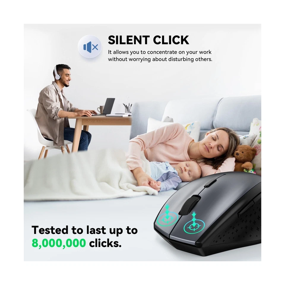 TECKNET Wireless Mouse, 2.4G USB Computer Mouse with 6-Level Adjustable 4800 ... - Image 3 of 4