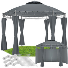 Image of Gazebo Pavilion Side Curtains Garden Party Tent Event Shade Round Outdoor New