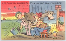 Vintage Comic Milking Cow Postcard Tichnor Bros. 1936 Old Orchard Beach