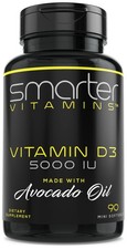 Smarter Vitamin D3 5000 IU in Avocado Oil 125mcg - 90 90 Count Pack of 1