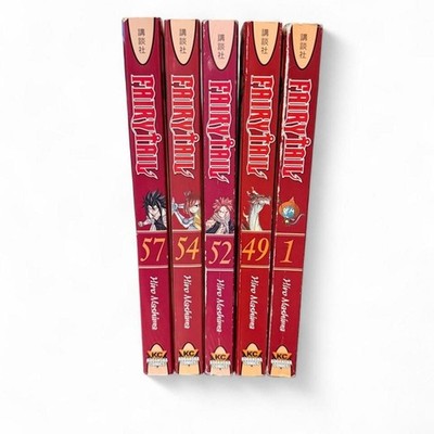 Fairy Tail Manga Volumes 1, 49, 52, 54, 57 by Hiro Mashima