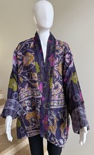 100 Silk Reversible Kantha Jacket, One Size