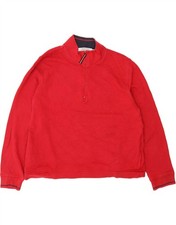 TOMMY HILFIGER Womens Zip Neck Sweatshirt Jumper UK 16 Large Red Cotton CF09