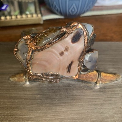 Artisan Cuff Bracelet Vintage Modernist Copper Brass