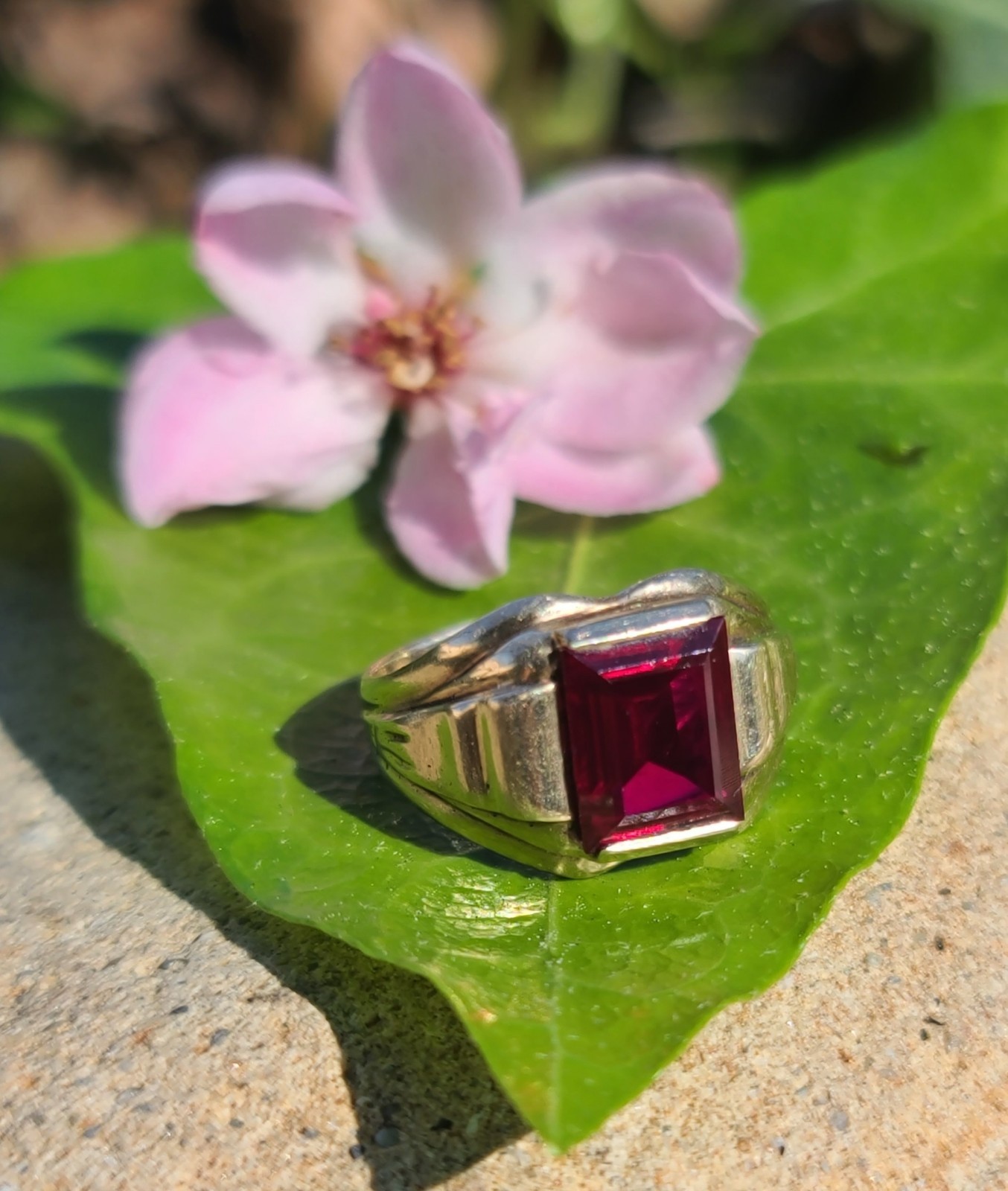 Vintage 10k Solid Yellow Gold Red Ruby Ring 4.75s… - image 7