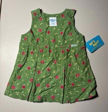 NWT Vintage OshKosh Baby B'gosh Floral green corduroy Dress 12M