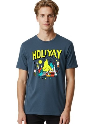 Holiyay Mens Graphic Tee, 100% Cotton, Casual Summer Wear