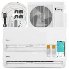 ZOKOP Dual Zone 18000 BTU Mini Split Air Conditioner Heat Pump Cooling Unit Wifi