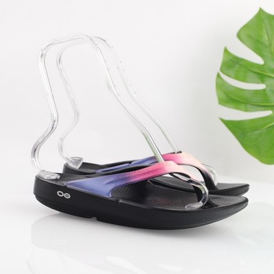 Oofos Womens Oolala Luxe Recovery Sandal Size 39 8 Pink Purple Thong Slide Shoe