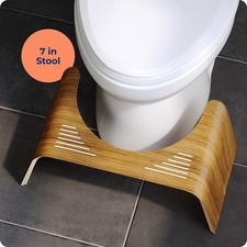 Bamboo Toilet Stool for Adults – 6.5” Height – Non-Slip Bathroom Poop Stool High