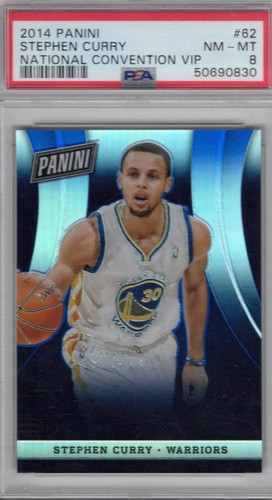Stephen Curry 2014 Panini National Convention VIP #62 Blue Prizm /25 PSA 8 *RARE