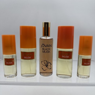 Vintage Jovan Musk Cologne Spray  Lot Of 4 - Two 1 oz & Two 2 oz + 1 Black Musk