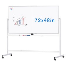 maxtek Rolling Whiteboard 72x48 Double Sided Dry Erase On Wheels